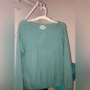 NWT Liz Claiborne Long Sleeve Cable-Knit Cotton & Cashmere Sweater XL crew